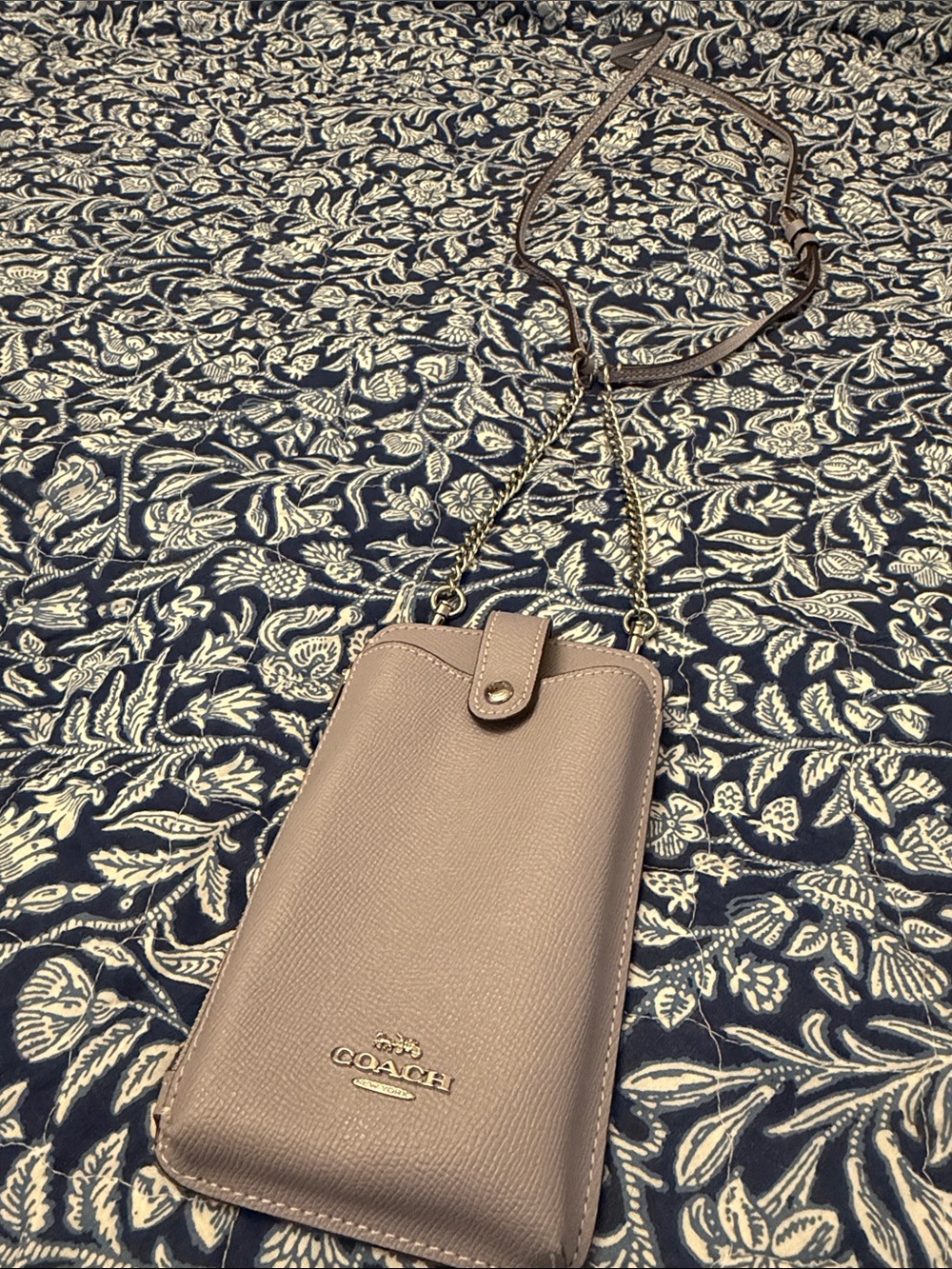 Coach Leather Crossbody Phone Pouch in Lavendar